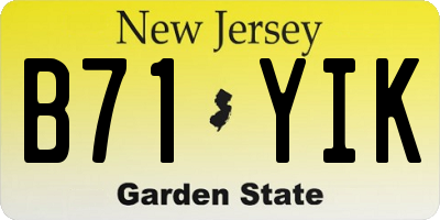 NJ license plate B71YIK