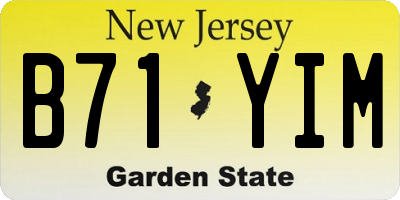 NJ license plate B71YIM