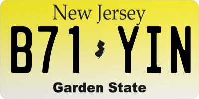 NJ license plate B71YIN
