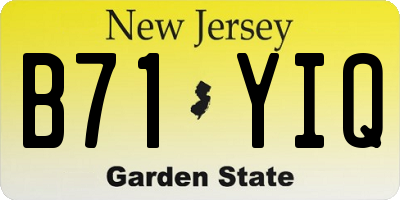 NJ license plate B71YIQ