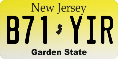 NJ license plate B71YIR