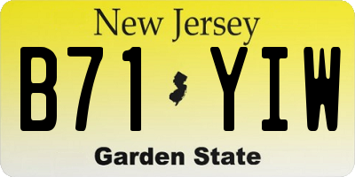 NJ license plate B71YIW