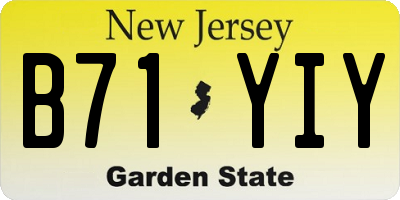 NJ license plate B71YIY