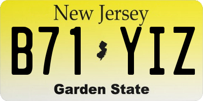 NJ license plate B71YIZ