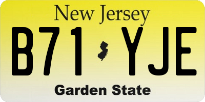 NJ license plate B71YJE