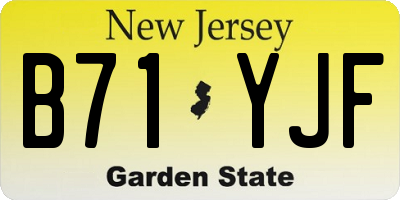 NJ license plate B71YJF