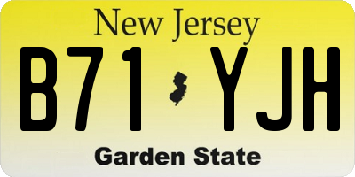 NJ license plate B71YJH