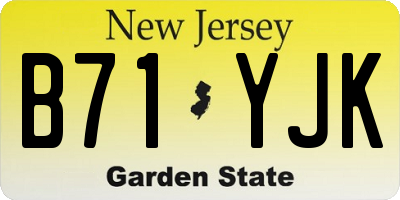 NJ license plate B71YJK