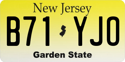 NJ license plate B71YJO