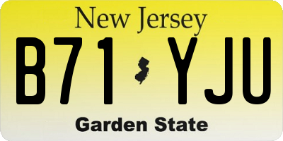 NJ license plate B71YJU