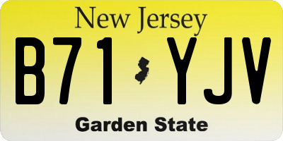 NJ license plate B71YJV