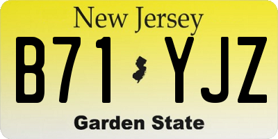 NJ license plate B71YJZ