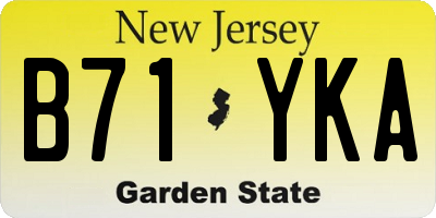 NJ license plate B71YKA