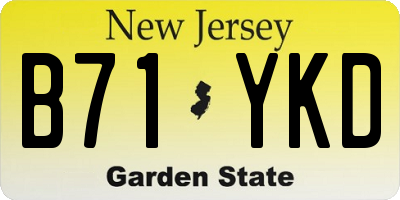 NJ license plate B71YKD