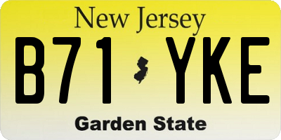 NJ license plate B71YKE