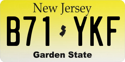 NJ license plate B71YKF
