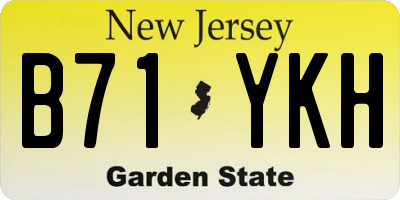 NJ license plate B71YKH