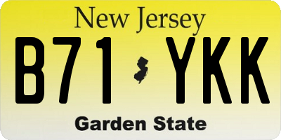 NJ license plate B71YKK