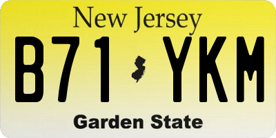 NJ license plate B71YKM