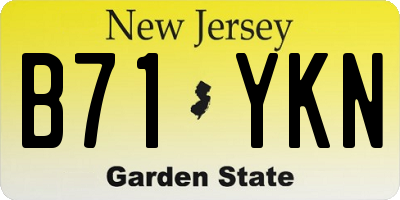 NJ license plate B71YKN