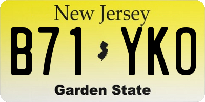 NJ license plate B71YKO