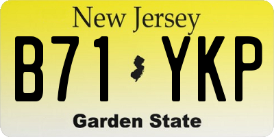 NJ license plate B71YKP