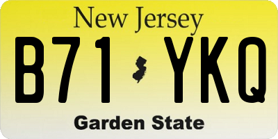 NJ license plate B71YKQ