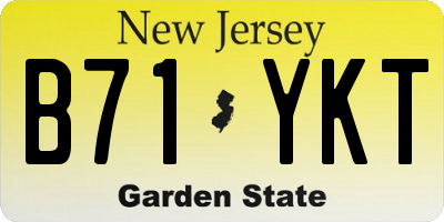 NJ license plate B71YKT