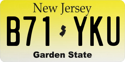 NJ license plate B71YKU