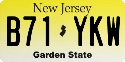 NJ license plate B71YKW