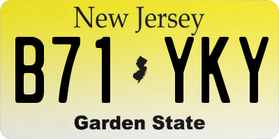 NJ license plate B71YKY