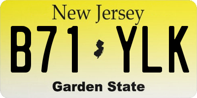NJ license plate B71YLK