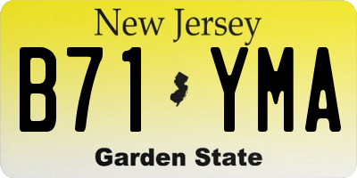 NJ license plate B71YMA