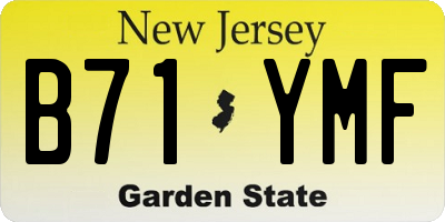 NJ license plate B71YMF