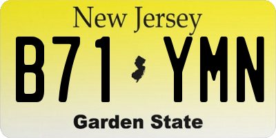 NJ license plate B71YMN