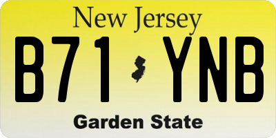 NJ license plate B71YNB