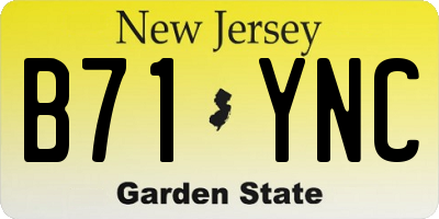 NJ license plate B71YNC