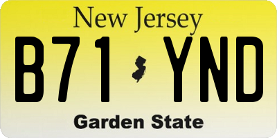 NJ license plate B71YND