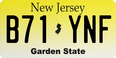 NJ license plate B71YNF