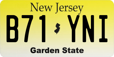 NJ license plate B71YNI