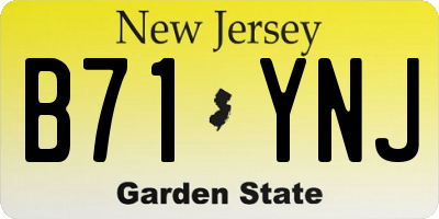 NJ license plate B71YNJ