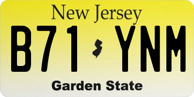 NJ license plate B71YNM