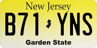 NJ license plate B71YNS