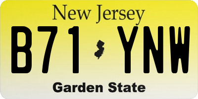 NJ license plate B71YNW
