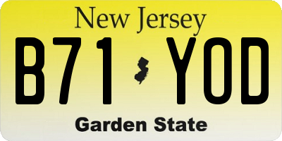NJ license plate B71YOD