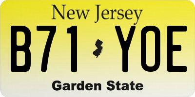 NJ license plate B71YOE