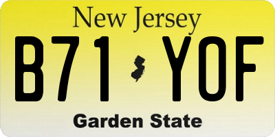 NJ license plate B71YOF