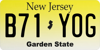 NJ license plate B71YOG