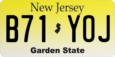 NJ license plate B71YOJ