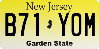 NJ license plate B71YOM
